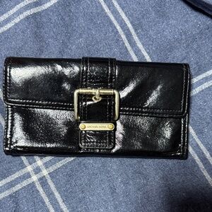 Michael Kors Glossy Black Wallet with Buckle